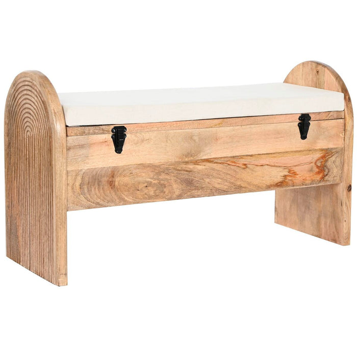 Banchetă Home ESPRIT Alb Natural Maro Deschis Lemn de mango 100 x 36 x 57 cm