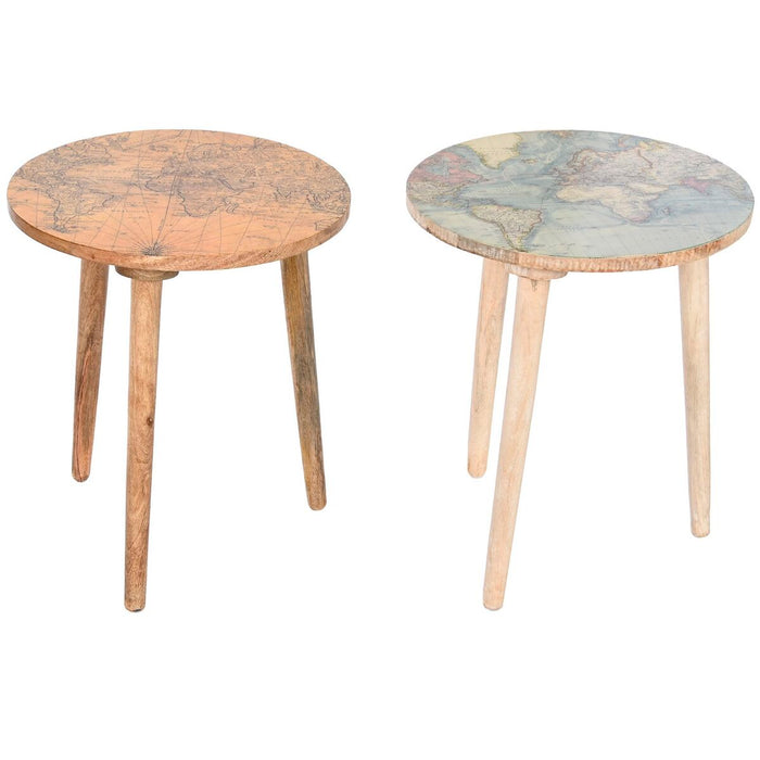 Masa laterală Home ESPRIT Alb Maro Deschis Lemn de mango 40 x 40 x 47,5 cm (2 Unități)