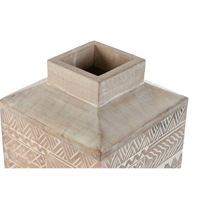 Vază Home ESPRIT Alb Natural Lemn de mango Colonial 18 x 18 x 30,5 cm