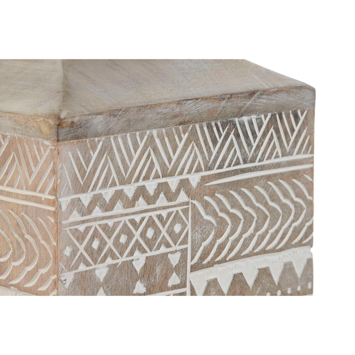 Vază Home ESPRIT Alb Natural Lemn de mango Colonial 18 x 18 x 30,5 cm