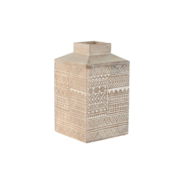 Vază Home ESPRIT Alb Natural Lemn de mango Colonial 18 x 18 x 30,5 cm