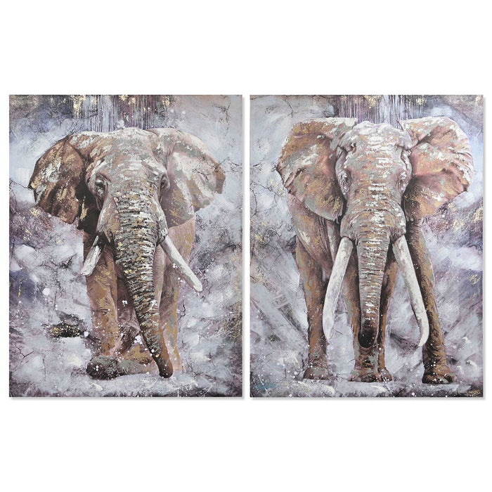 Tablou Home ESPRIT Elefant Colonial 90 x 3 x 120 cm (2 Unități)