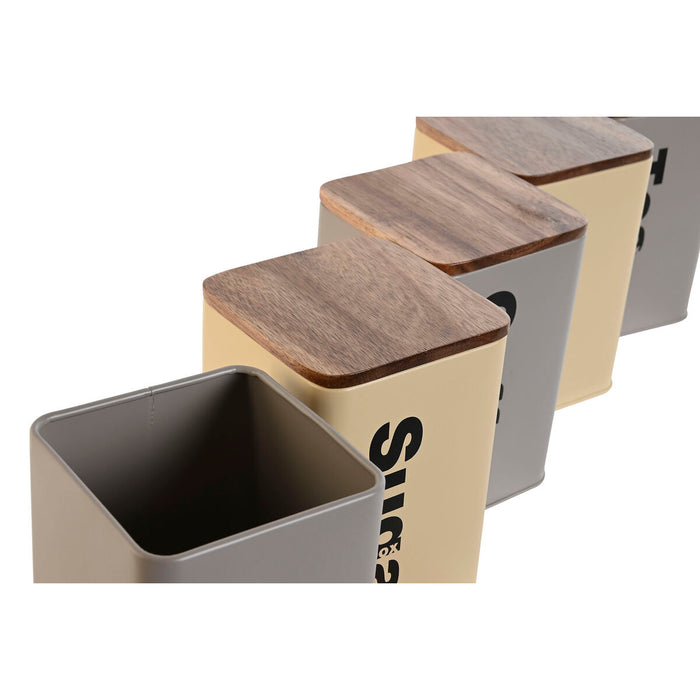 Staniu Home ESPRIT Bej Gri Maro închis Metal Bambus 10 x 10 x 14,5 cm (6 Unități)