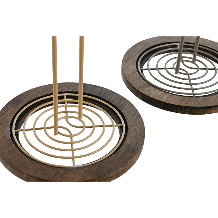 Suport pentru hârtie de bucătărie Home ESPRIT Bej Gri Maro închis Metal Lemn de cauciuc 15 x 15 x 31 cm (2 Unități)
