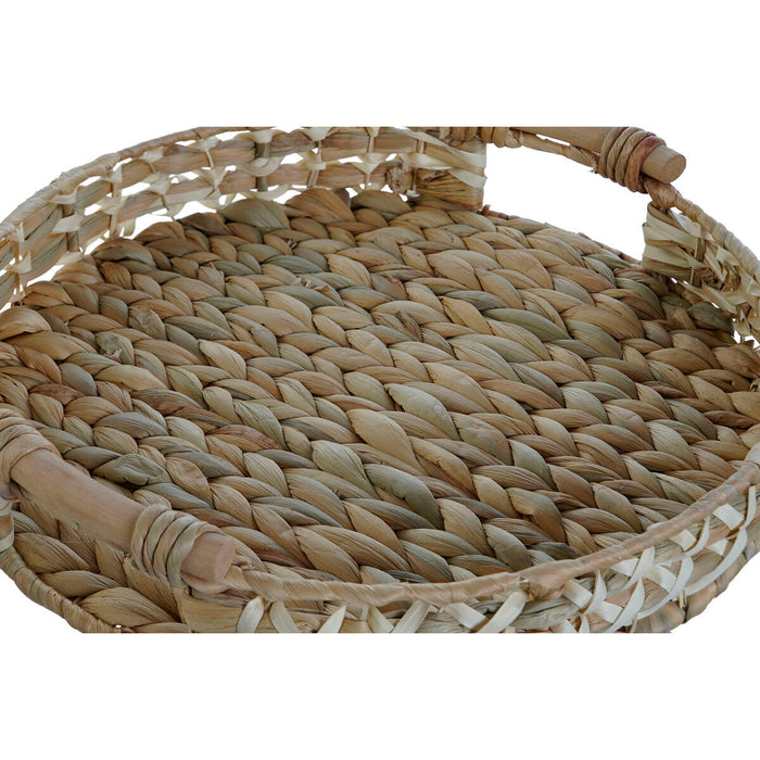 Set de Tăvi Home ESPRIT Alb Natural Fibră 41 x 40 x 9 cm (2 Unități)
