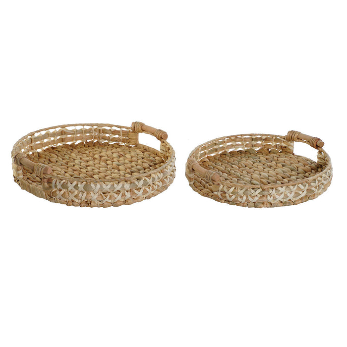 Set de Tăvi Home ESPRIT Alb Natural Fibră 41 x 40 x 9 cm (2 Unități)