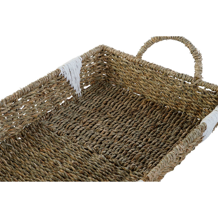 Set de Tăvi Home ESPRIT Alb Natural Metal 51 x 30,5 x 13 cm (3 Unități)
