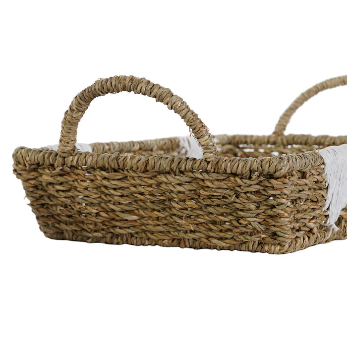 Set de Tăvi Home ESPRIT Alb Natural Metal 51 x 30,5 x 13 cm (3 Unități)