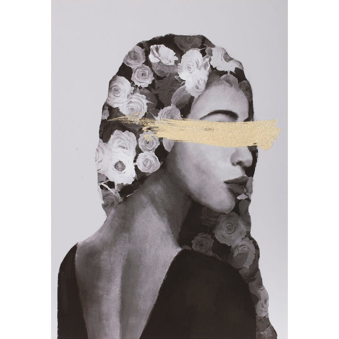 Tablou Home ESPRIT Femeie Auriu* Modern 70 x 3,7 x 100 cm (2 Unități)