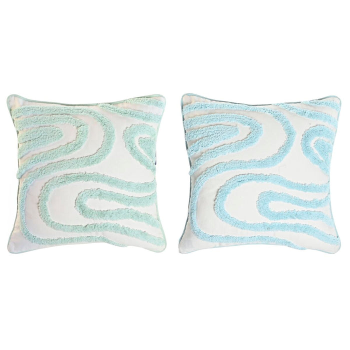 Pernă Home ESPRIT Albastru Alb Verde 40 x 5 x 40 cm (2 Unități)