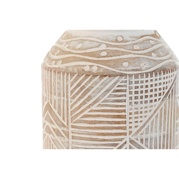 Vază Home ESPRIT Alb Natural Lemn de mango Colonial 15 x 15 x 38 cm