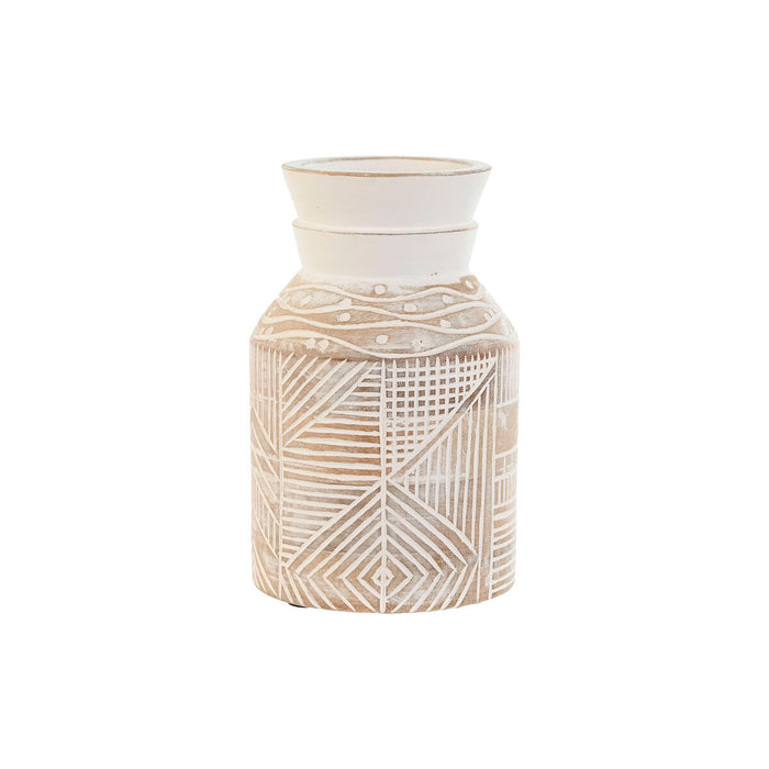 Vază Home ESPRIT Alb Natural Lemn de mango Colonial 15 x 15 x 38 cm