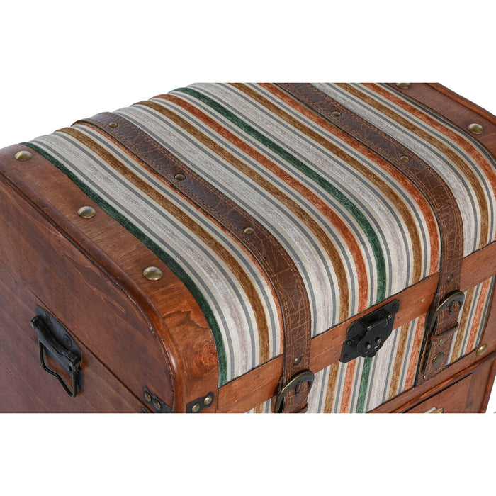 Dulap cu Sertare Home ESPRIT Maro Multicolor Lemn Pânză Colonial 45 x 35 x 71,5 cm