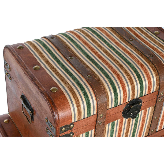 Set de Cufere Home ESPRIT Maro Multicolor Lemn Pânză Colonial 61 x 43 x 42,5 cm (3 Unități)