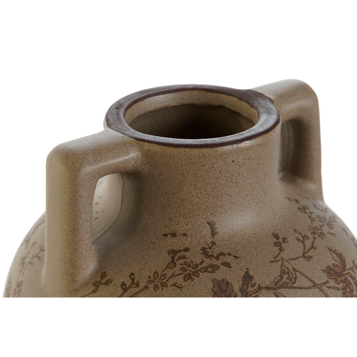 Vază Home ESPRIT Maro Verde Gresie Frunza a unei plante 17 x 17 x 22 cm