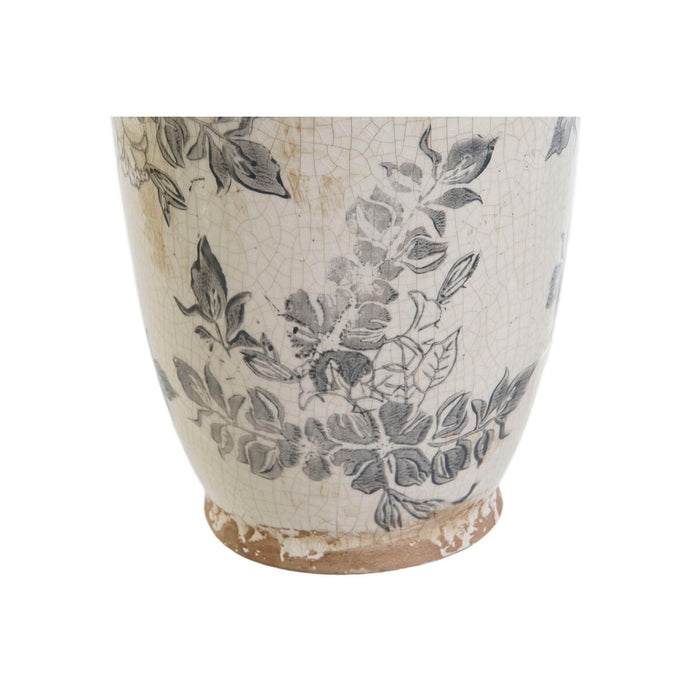 Vază Home ESPRIT Alb Maro Gri Gresie Frunza a unei plante 13 x 13 x 35 cm