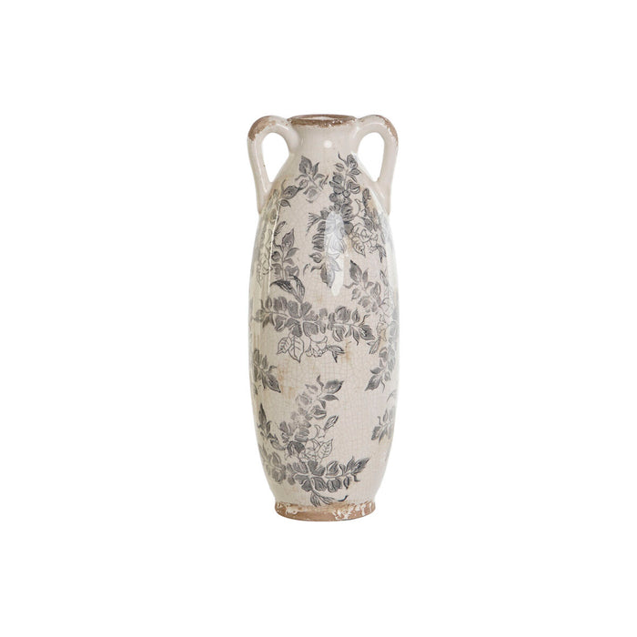 Vază Home ESPRIT Alb Maro Gri Gresie Frunza a unei plante 13 x 13 x 35 cm