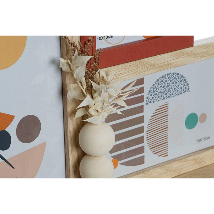 Ramă Foto Home ESPRIT Natural Teracotă Geam Lemn MDF Urban 36 x 7 x 26 cm