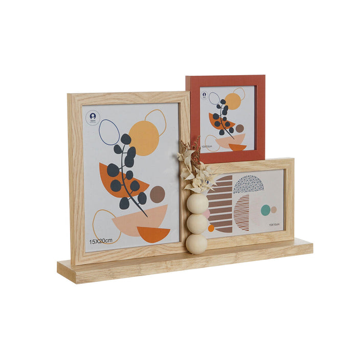 Ramă Foto Home ESPRIT Natural Teracotă Geam Lemn MDF Urban 36 x 7 x 26 cm