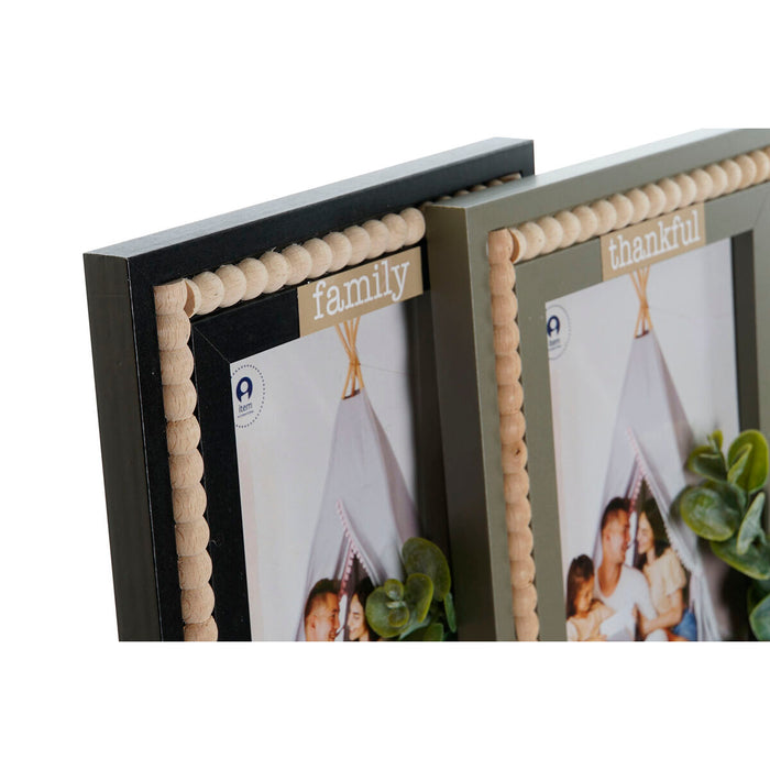 Ramă Foto Home ESPRIT Negru Verde Natural Aluminiu Geam Lemn MDF Scandi 19 x 2 x 24 cm (2 Unități)