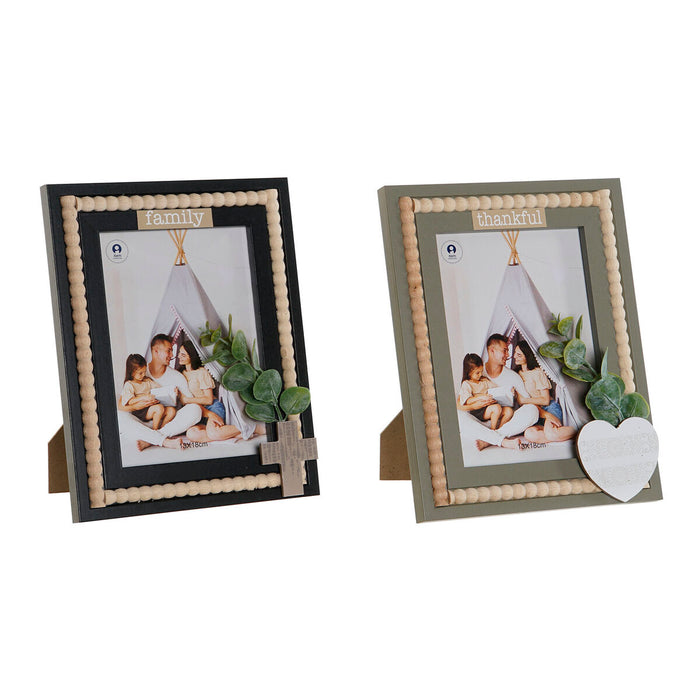 Ramă Foto Home ESPRIT Negru Verde Natural Aluminiu Geam Lemn MDF Scandi 19 x 2 x 24 cm (2 Unități)