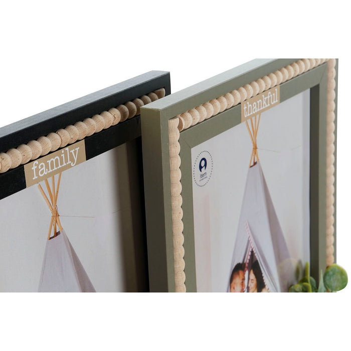 Ramă Foto Home ESPRIT Negru Verde Natural Geam Lemn MDF Scandinav 26,5 x 2 x 31,5 cm (2 Unități)