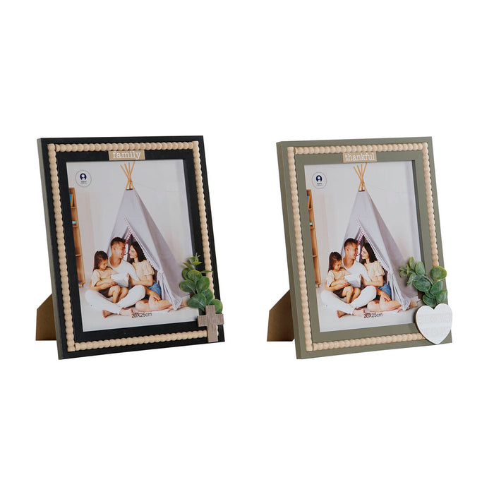 Ramă Foto Home ESPRIT Negru Verde Natural Geam Lemn MDF Scandinav 26,5 x 2 x 31,5 cm (2 Unități)