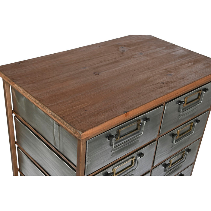 Dulap cu Sertare Home ESPRIT Maro Gri Argintiu Natural Metal Brad Loft 53,5 x 33,5 x 120,5 cm