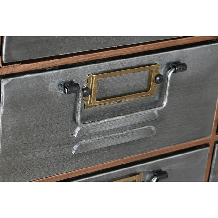 Dulap cu Sertare Home ESPRIT Maro Gri Argintiu Natural Metal Brad Loft 53,5 x 33,5 x 120,5 cm