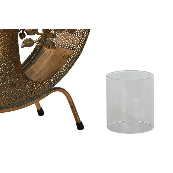 Suport de Lumânări Home ESPRIT Auriu* Metal Geam 30 x 11 x 36 cm
