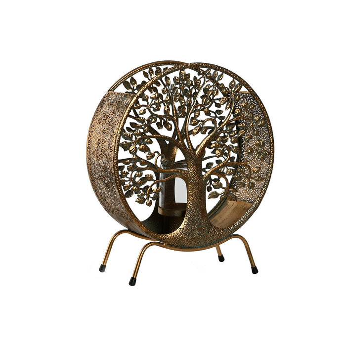 Suport de Lumânări Home ESPRIT Auriu* Metal Geam 30 x 11 x 36 cm