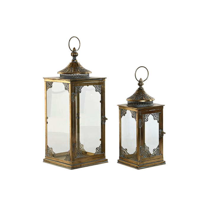 Lucerna Home ESPRIT Auriu* Metal Geam Arab 20 x 20 x 51 cm (2 Piese)