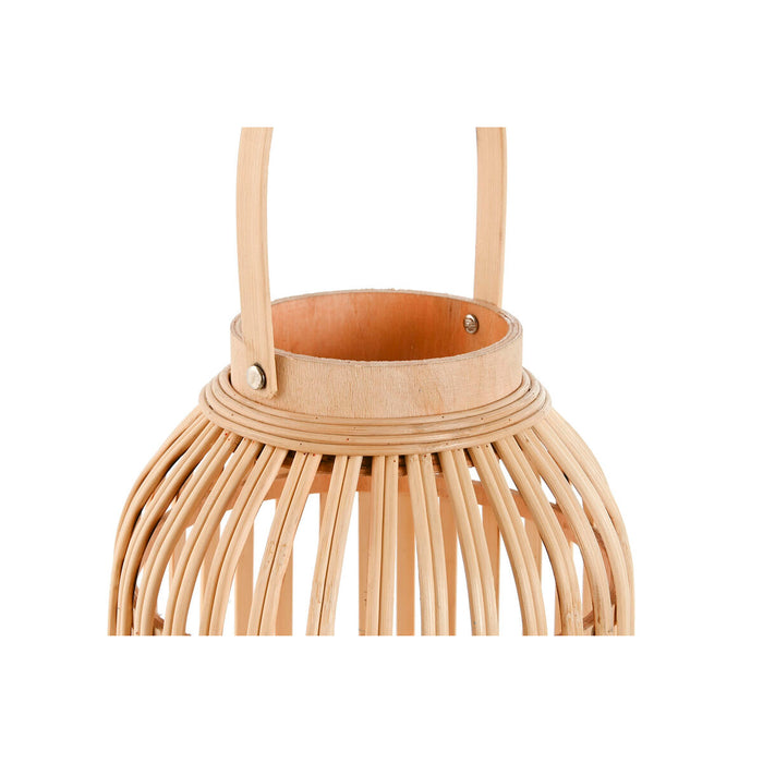 Suport de Lumânări Home ESPRIT Natural Maro Deschis Bambus Geam 22,5 x 22,5 x 30 cm (2 Piese)