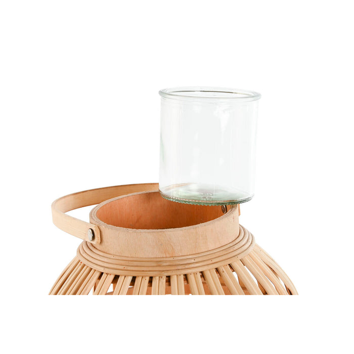Suport de Lumânări Home ESPRIT Natural Maro Deschis Bambus Geam 22,5 x 22,5 x 30 cm (2 Piese)