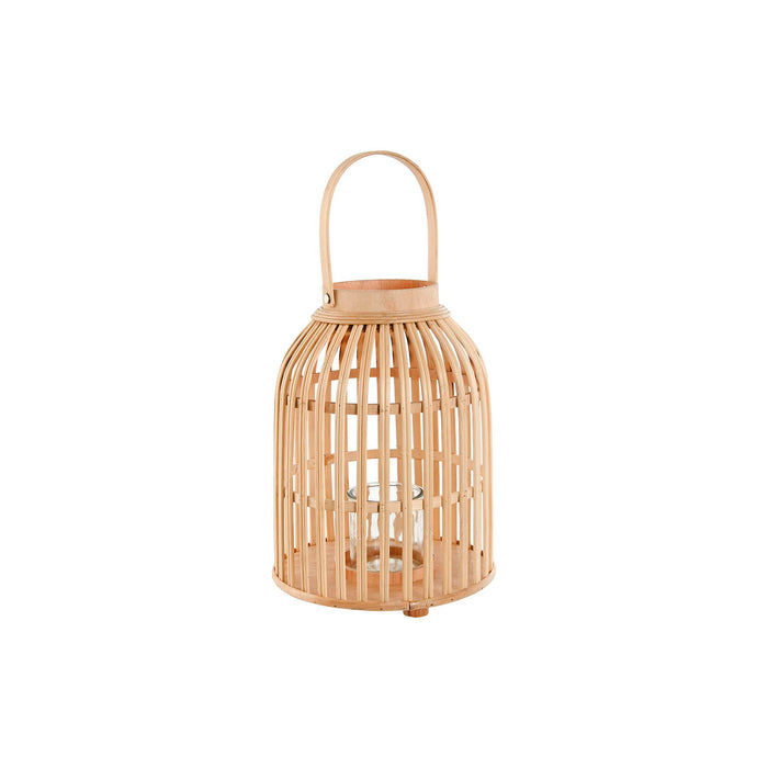Suport de Lumânări Home ESPRIT Natural Maro Deschis Bambus Geam 22,5 x 22,5 x 30 cm (2 Piese)