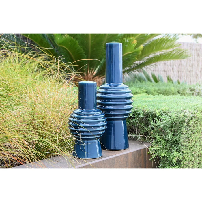 Vază Home ESPRIT Albastru Gri Porțelan 14 x 14 x 28 cm (2 Unități)