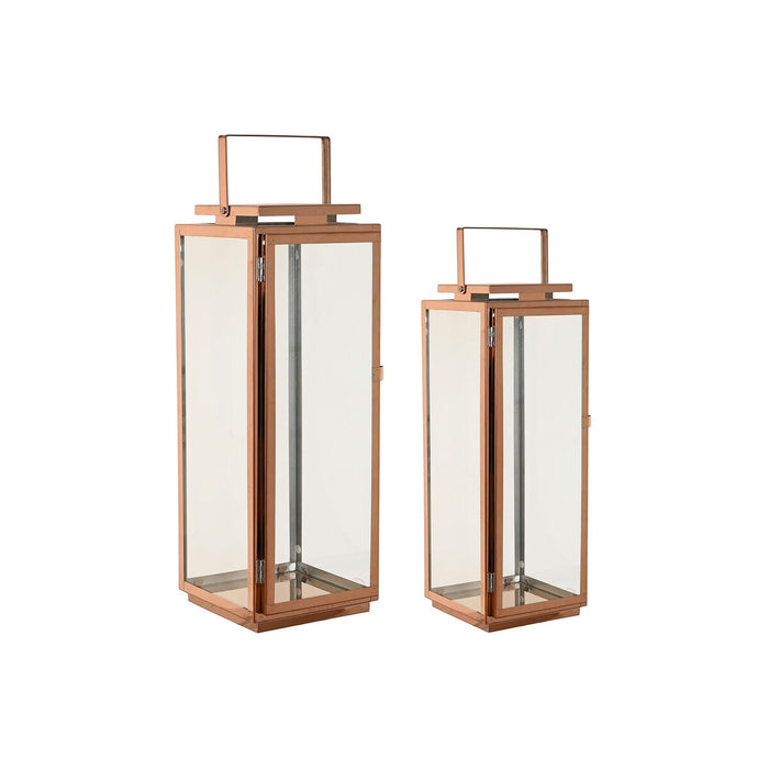 Lucerna Home ESPRIT Auriu* Metal Geam Modern 20 x 20 x 55 cm (2 Piese)