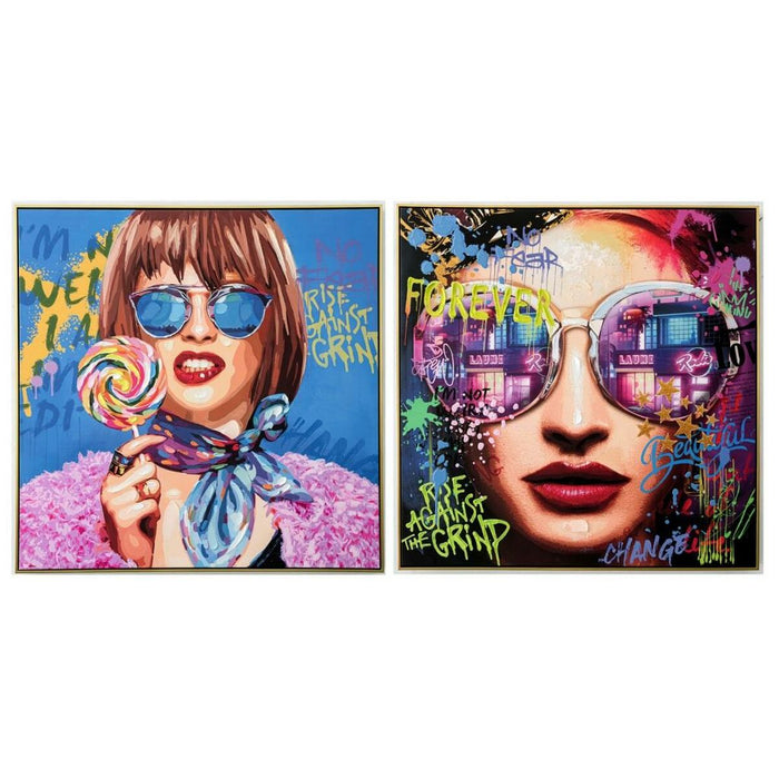 Tablou Home ESPRIT Modern 100 x 3,5 x 100 cm (2 Unități)