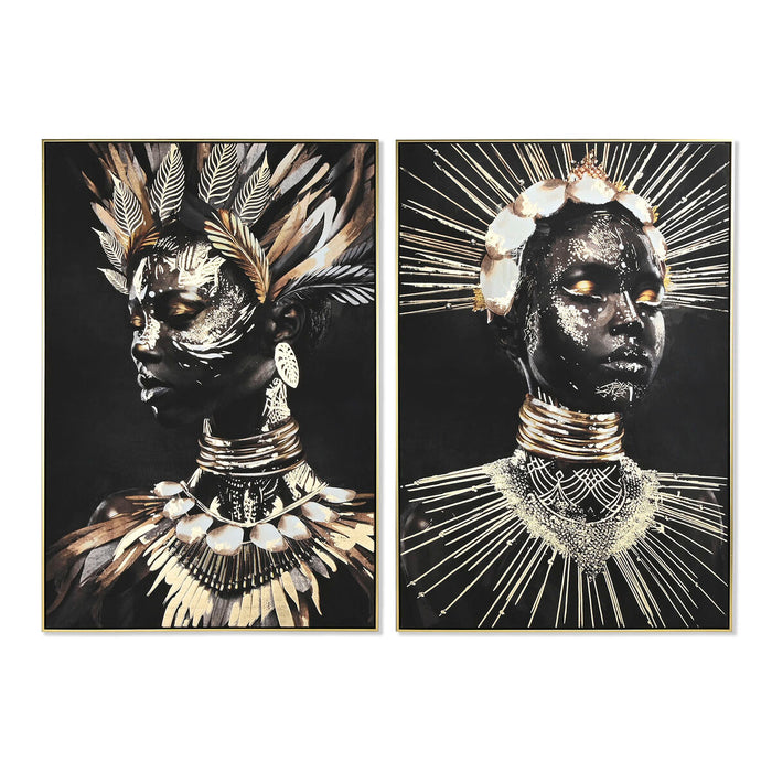 Tablou Home ESPRIT Colonial Africană 80 x 3,5 x 120 cm (2 Unități)