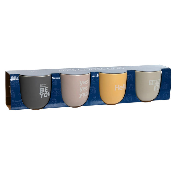 Set de 4 Căni tip Halbă Home ESPRIT Galben Bej Gri Roz Porțelan 410 ml 13 x 9 x 9,4 cm