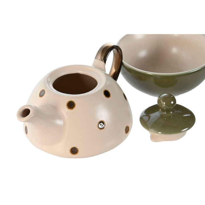 Ceainic Home ESPRIT Galben Verde Gri Roz Gresie 500 ml (4 Unități)