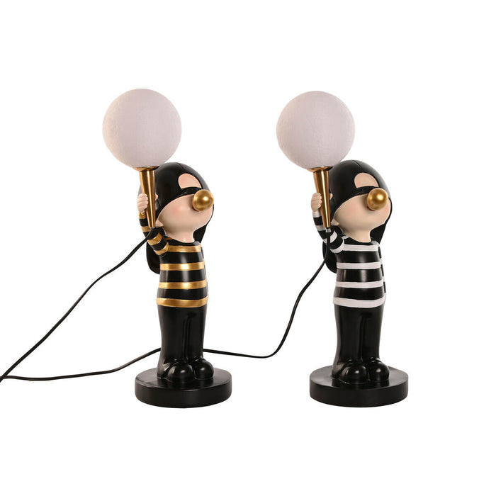 Lampă de masă Home ESPRIT Alb Negru Metal Rășină 220 V 20 x 16 x 49 cm (2 Unități)