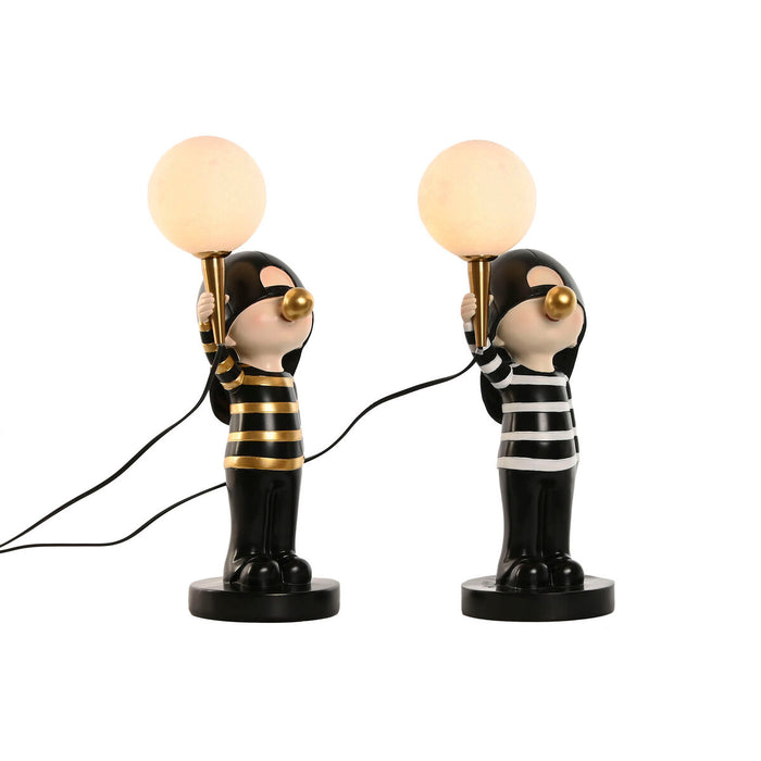 Lampă de masă Home ESPRIT Alb Negru Metal Rășină 220 V 20 x 16 x 49 cm (2 Unități)