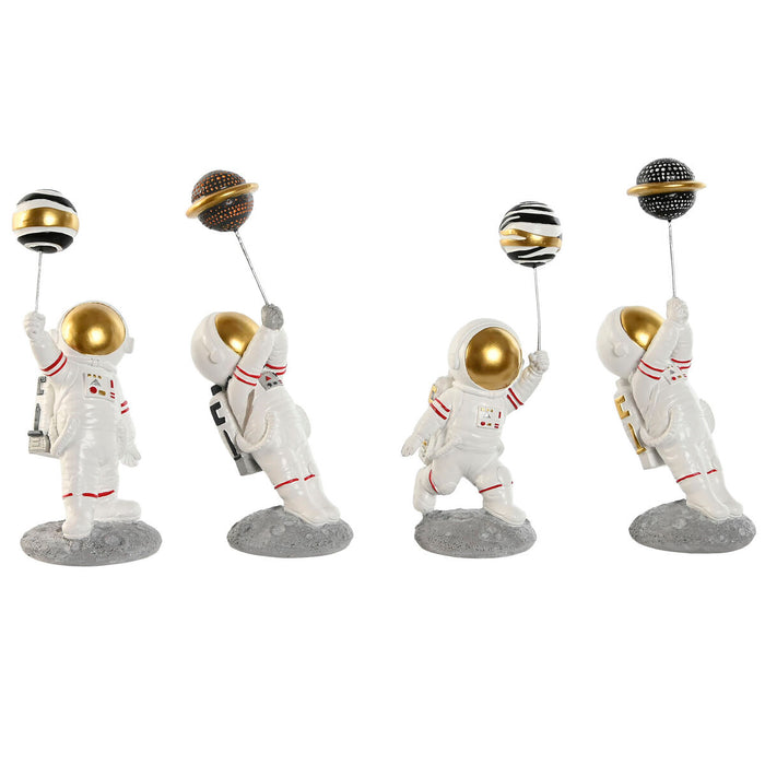 Figură Decorativă Home ESPRIT Alb Auriu* Astronaut / Astronaută 10,5 x 10,5 x 25 cm (4 Unități)