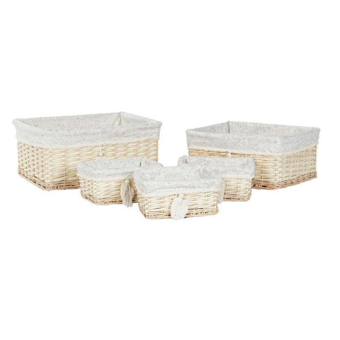 Set de Coșuri Home ESPRIT Crem Natural 49 x 39 x 22 cm (5 Piese)