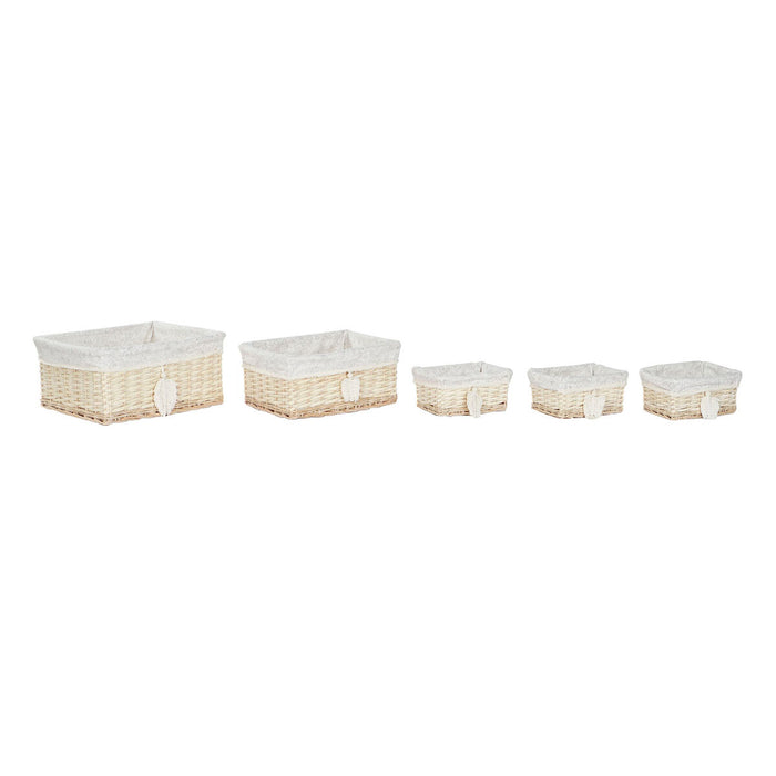 Set de Coșuri Home ESPRIT Crem Natural 49 x 39 x 22 cm (5 Piese)