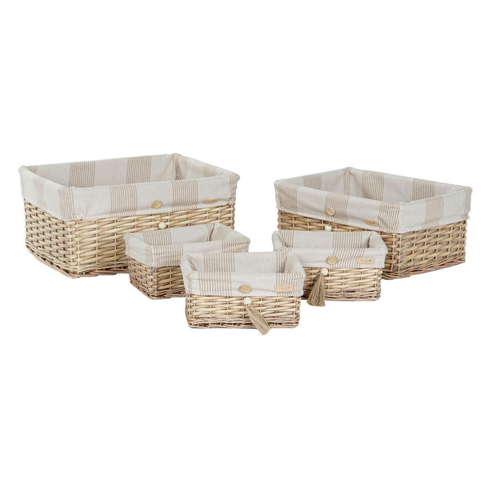 Set de Coșuri Home ESPRIT Maro Bej Natural 48 x 38 x 22 cm (5 Piese)