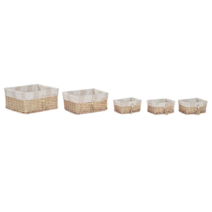 Set de Coșuri Home ESPRIT Maro Bej Natural 48 x 38 x 22 cm (5 Piese)