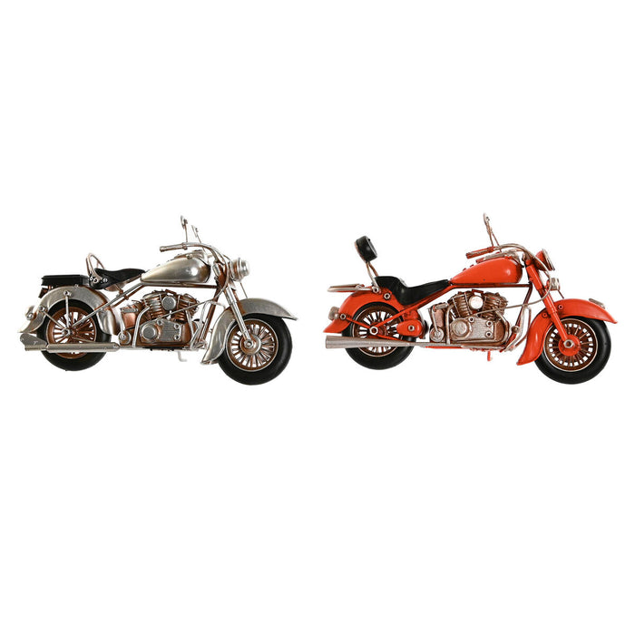 Figură Decorativă Home ESPRIT Motocicletă Gri Portocaliu Vintage 27 x 11 x 15 cm (2 Unități)