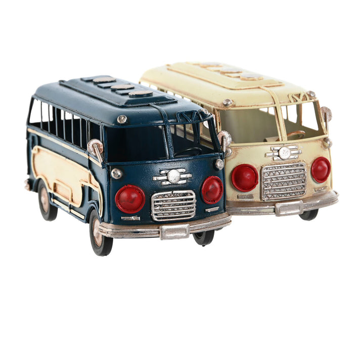 Figură Decorativă Home ESPRIT Albastru Alb Autobuz Vintage 17 x 7 x 8 cm (2 Unități)